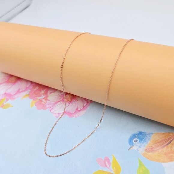 "Delicate Rose Gold Chain Necklace, 18 Inch, Gold Plated Over Brass, XPNL0099 - Picture 1 of 12